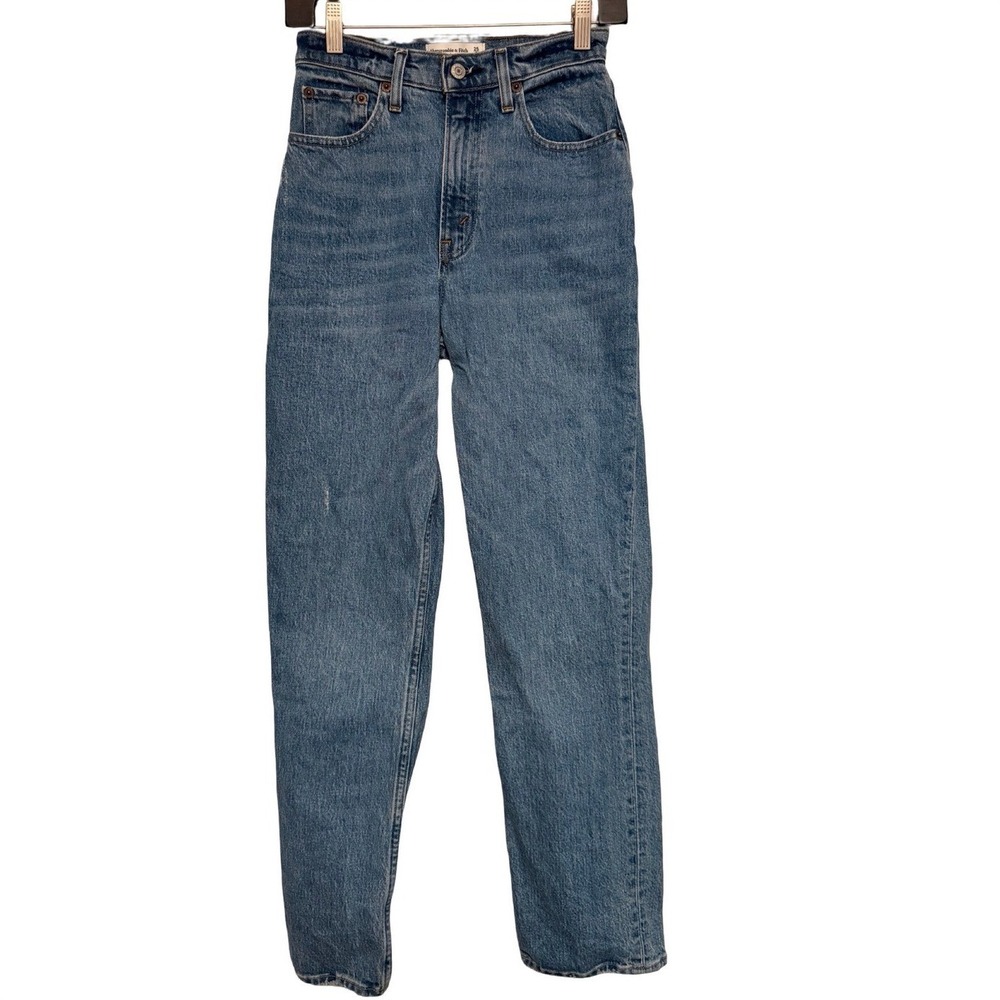 Abercrombie & Fitch The 90s Straight Ultra High Rise 25 Blue Denim Curve Love